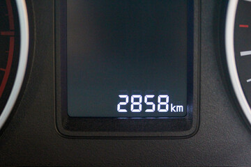 Digital mileage readout of a new vehicle