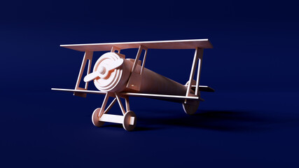 Toy Wooden Plane on Blue Background