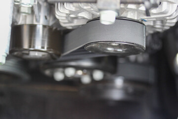 Fototapeta na wymiar Extreme close up shot of various engine components 