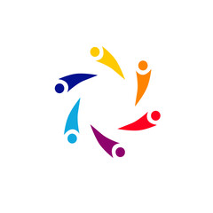 Colorful People Together, Coworking People, People Union, Multicultural People Team, Teamwork, Business People Sign, Symbol, Logo isolated on White