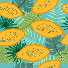 Hand drawn seamless pattern with Papaya