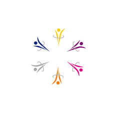 Fototapeta premium COLORFUL PEOPLE TOGETHER SIGN, SYMBOL, LOGO ISOLATED ON WHITE