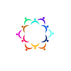 COLORFUL PEOPLE TOGETHER SIGN, SYMBOL, LOGO ISOLATED ON WHITE