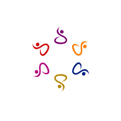 COLORFUL PEOPLE TOGETHER, PEOPLE UNION SIGN, SYMBOL, LOGO ISOLATED ON WHITE