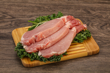 Raw pork steak for cooking