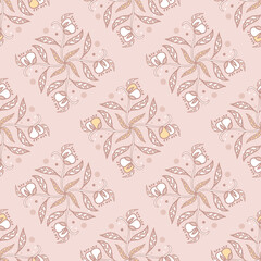 Vector Guava Tropical Fruit Rhombus in Pink seamless pattern background. Perfect for fabric, wallpaper and scrapbooking projects.