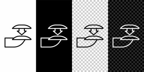 Set line Set of false nails for manicure icon isolated on black and white, transparent background. Varnish color palette for nail extension. Artificial nails. Vector