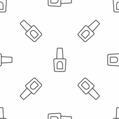 Grey line Bottle of nail polish icon isolated seamless pattern on white background. Vector