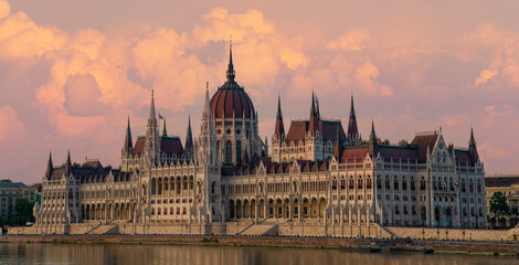 Parliament in Budapest at sunset, Hungary