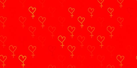 Light Orange vector background with woman symbols.