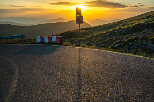 Sunrise over the famous national road 67C in Romania called Transalpina