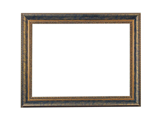 Wooden bronze colored frame for paintings. Isolated on white