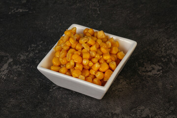 Sweet corn seeds in the bowl