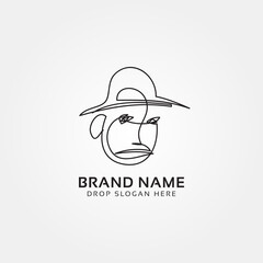 abstract continuous line gentleman with hat illustration creative logo vector
