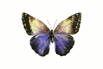 Butterfly drawn in watercolor illustration on a white background