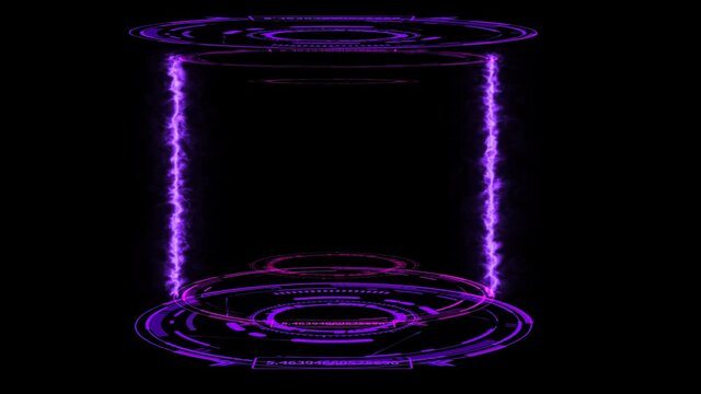 digital laboratory capsule with laser violet nebula