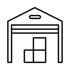 Warehouse Vector Line Icon Design