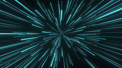 Obraz premium Hyper jump into another galaxy. Speed of light, neon glowing rays in motion. Beautiful fireworks, colorful explosion, big bang. Moving through stars. Seamless loop. Abstract creative cosmic background