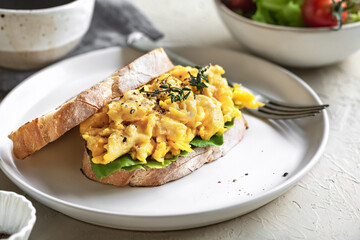 Scramble Egg Sandwich with Salad
