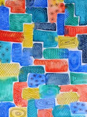 colorful watercolor fabric pattern geometric illustration