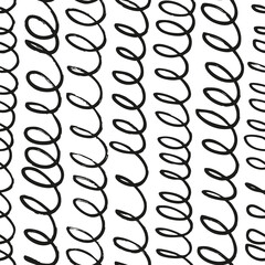Fototapeta na wymiar Wavy grunge lines vector seamless pattern. Looped horizontal doodle lines, swirls, curly lines. Black paint hand drawn background. Geometric ornament for wrapping paper. Dry brushstrokes pattern.