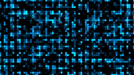 visualization wave technology digital surface background, animation abstract blue tone square light particles and water drop pattern waveform oscillation - Powered by Adobe