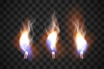 Realistic flame candles with the effect of transparency