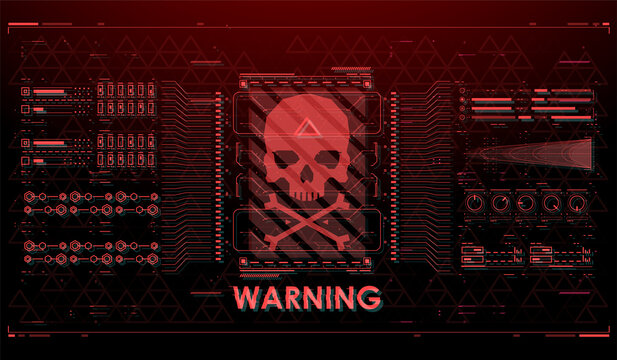 Conceptual Layout with HUD elements for print and web. Elements of HUD interface with attention sign. Warning.