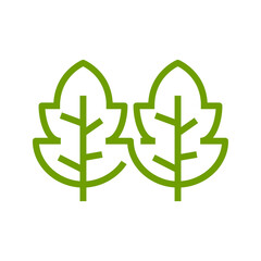 Icono plano grupo de hojas con lineas con forma de símbolo infinito en color verde - obrazy, fototapety, plakaty