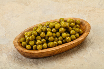 Marinated green pea in the bowl