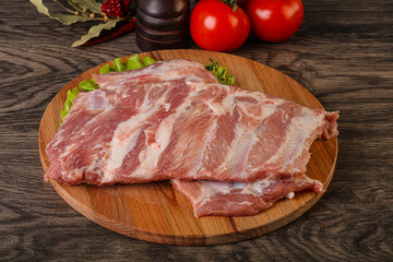 Raw pork ribs for cooking