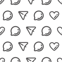 Simple seamless pattern of social media icon line art cartoon style illustration background template vector