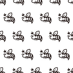 Simple seamless pattern of black queen bee cartoon style illustration background template vector