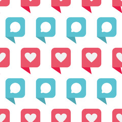 Simple seamless pattern of love like comment chat bubbles cartoon style illustration background template vector