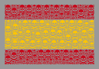 Mosaic Spain flag created with toxic items. Mortal vector rectangular mosaic Spain flag created for rebel advertisement. Designed for political and patriotic agitation.