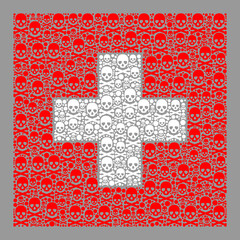 Mosaic Swiss flag constructed with piracy elements. Death vector rectangle collage Swiss flag constructed for hacker propaganda. Designed for political and patriotic applications.