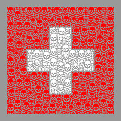 Obraz premium Mosaic Swiss flag constructed with piracy elements. Death vector rectangle collage Swiss flag constructed for hacker propaganda. Designed for political and patriotic applications.
