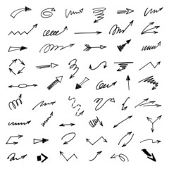 Vector set of hand-drawn arrows, elements for presentation