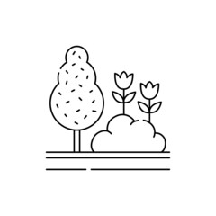 Landscaping olor line icon. Garden service.