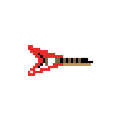Pixel electric guitar image. For cross stitch patterns or game asset vector illustrations.