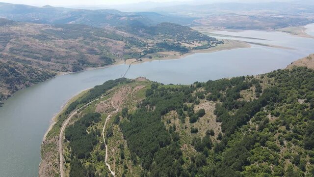 Aerial view of Studen Kladenets Reservoir, Kardzhali Region, Bulgaria