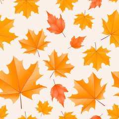 Naklejka na ściany i meble Warm autumn leaf seamless pattern