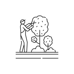 Tree trimming and pruning olor line icon. Garden service.
