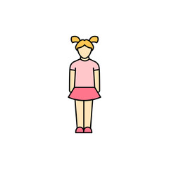 Girl olor line icon. Different stages person's life.