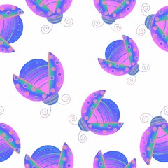 Ladybugs. Seamless pattern. Colored insects on a white background.