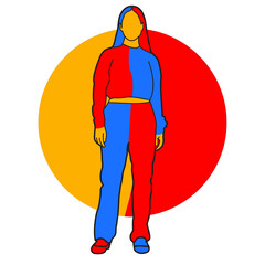 cartoon girls long hair aesthetic style and stand pose 