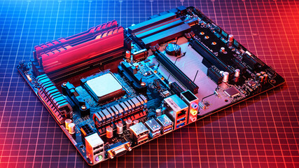 motherboard on a colored background