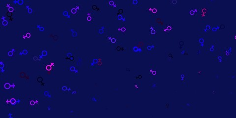 Light Pink, Blue vector background with woman symbols.