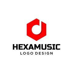 Logo about musical notes in a geometric red hexagon.
EPS10, Vector.