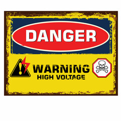 Warning, High Voltage, sign and label vector